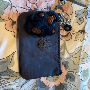 Kipling navy Pouch with Plush Keychain